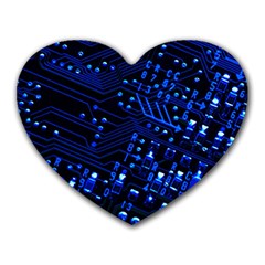 Blue Circuit Technology Image Heart Mousepads by BangZart