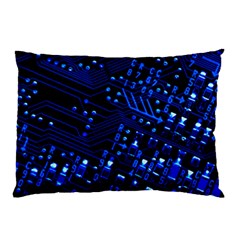 Blue Circuit Technology Image Pillow Case by BangZart