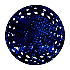 Blue Circuit Technology Image Round Filigree Ornament (two Sides) by BangZart