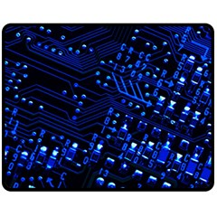 Blue Circuit Technology Image Double Sided Fleece Blanket (medium) 