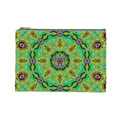 Golden Star Mandala In Fantasy Cartoon Style Cosmetic Bag (large)  by pepitasart