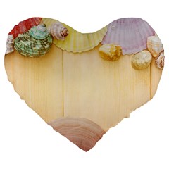 Sea Shell Pattern Large 19  Premium Flano Heart Shape Cushions by paulaoliveiradesign