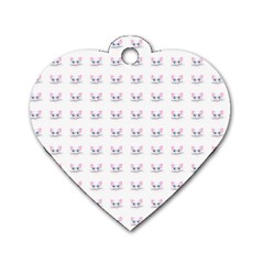 Pink Cute Cat Pattern Dog Tag Heart (two Sides)