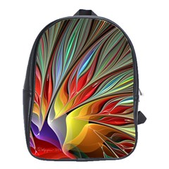 Fractal Bird Of Paradise School Bags(large)  by WolfepawFractals