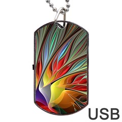 Fractal Bird Of Paradise Dog Tag Usb Flash (two Sides)