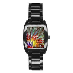 Fractal Bird Of Paradise Stainless Steel Barrel Watch by WolfepawFractals