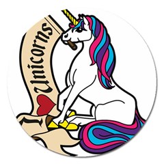 I Love Unicorn  Magnet 5  (round)