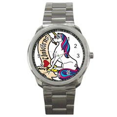 I Love Unicorn  Sport Metal Watch by ninabolenart