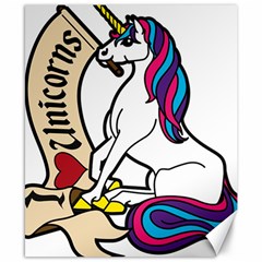 I Love Unicorn  Canvas 8  X 10 