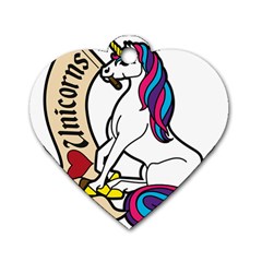 I Love Unicorn  Dog Tag Heart (two Sides) by ninabolenart