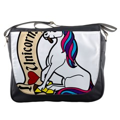 I Love Unicorn  Messenger Bags by ninabolenart