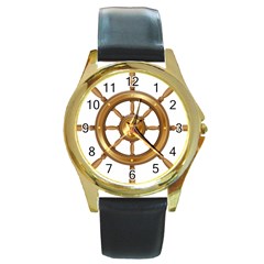 Boat Wheel Transparent Clip Art Round Gold Metal Watch by BangZart