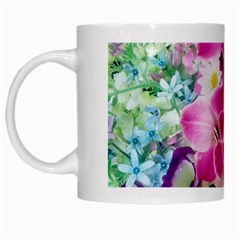 Colorful Flowers Patterns White Mugs