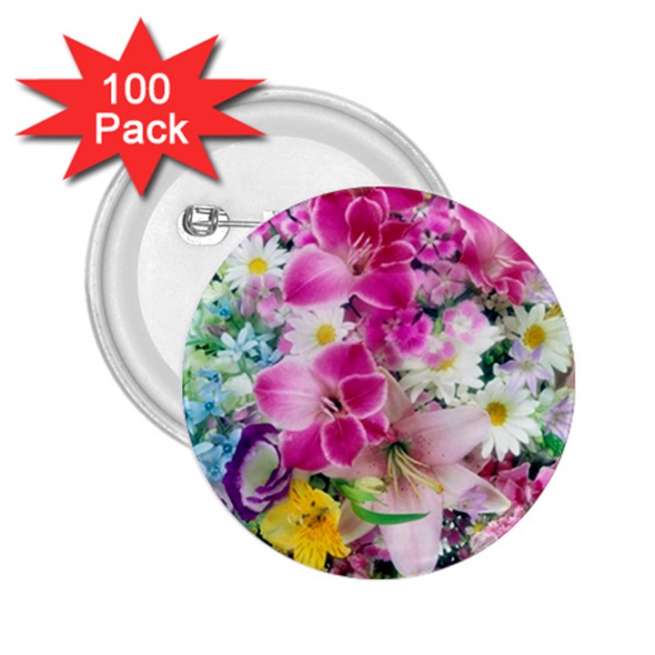 Colorful Flowers Patterns 2.25  Buttons (100 pack) 