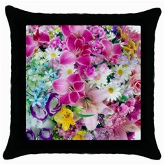 Colorful Flowers Patterns Throw Pillow Case (black)