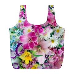 Colorful Flowers Patterns Full Print Recycle Bags (l) 