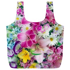 Colorful Flowers Patterns Full Print Recycle Bags (l) 