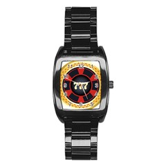 Casino Chip Clip Art Stainless Steel Barrel Watch