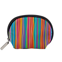 Colorful Striped Background Accessory Pouches (small)  by TastefulDesigns