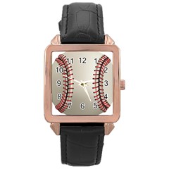 Baseball Rose Gold Leather Watch  by BangZart