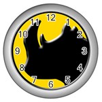 Black Rhino Logo Wall Clocks (Silver)  Front