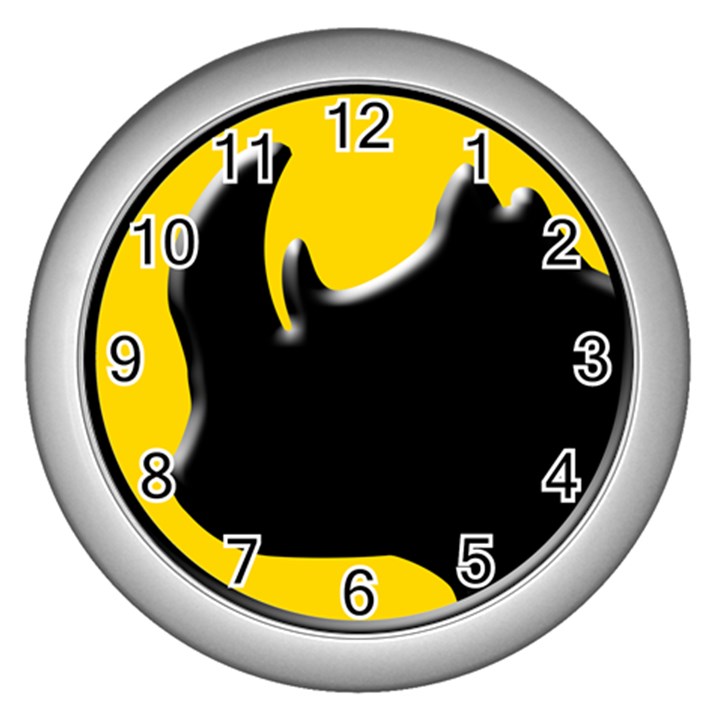 Black Rhino Logo Wall Clocks (Silver) 
