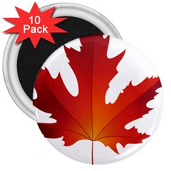 Autumn Maple Leaf Clip Art 3  Magnets (10 Pack)  by BangZart