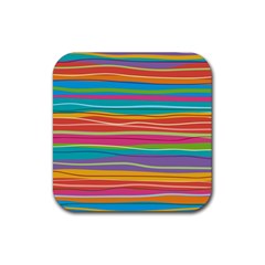 Colorful Horizontal Lines Background Rubber Coaster (square)  by TastefulDesigns