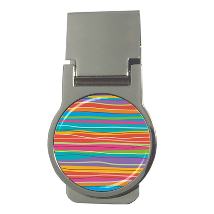 Colorful horizontal lines background Money Clips (Round) 
