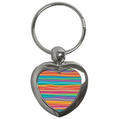 Colorful Horizontal Lines Background Key Chains (heart)  by TastefulDesigns