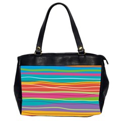 Colorful Horizontal Lines Background Office Handbags (2 Sides) 