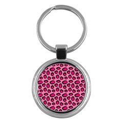 Cute Pink Animal Pattern Background Key Chains (round)  by TastefulDesigns