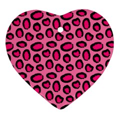 Cute Pink Animal Pattern Background Heart Ornament (two Sides) by TastefulDesigns