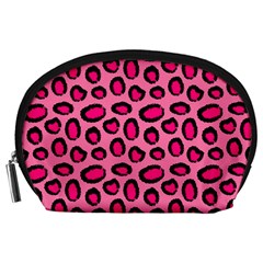 Cute Pink Animal Pattern Background Accessory Pouches (large)  by TastefulDesigns