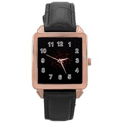 Abstract Pattern Honeycomb Rose Gold Leather Watch 