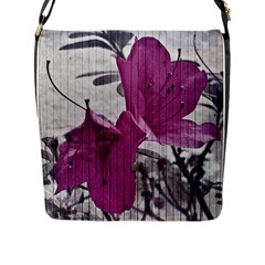 Vintage Style Flower Photo Flap Messenger Bag (l)  by dflcprints