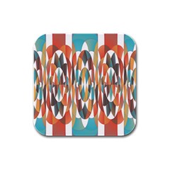 Colorful Geometric Abstract Rubber Square Coaster (4 Pack)  by linceazul