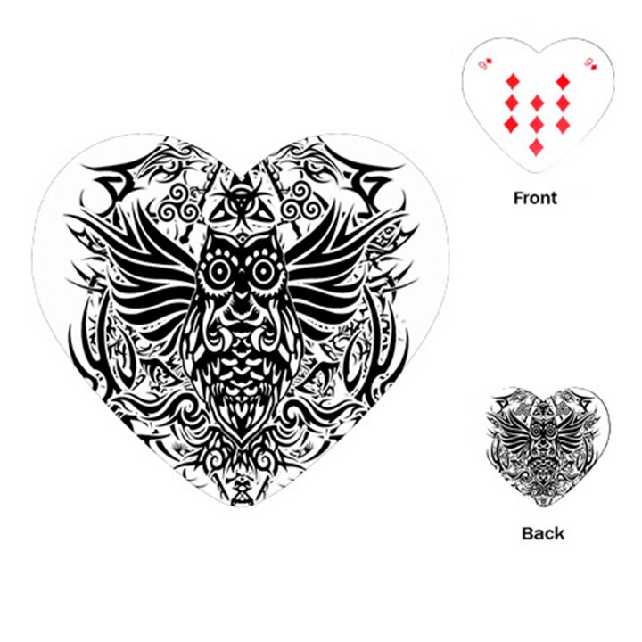 Tattoo tribal owl Playing Cards (Heart) 