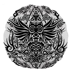 Tattoo Tribal Owl Large 18  Premium Round Cushions by Valentinaart