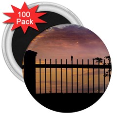 Small Bird Over Fence Backlight Sunset Scene 3  Magnets (100 Pack) by dflcprints
