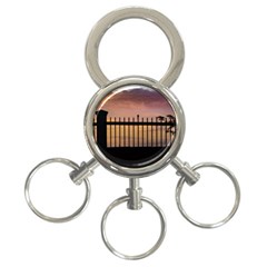 Small Bird Over Fence Backlight Sunset Scene 3-ring Key Chains by dflcprints