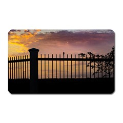 Small Bird Over Fence Backlight Sunset Scene Magnet (rectangular) by dflcprints