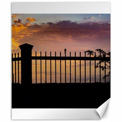 Small Bird Over Fence Backlight Sunset Scene Canvas 8  X 10  by dflcprints