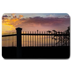 Small Bird Over Fence Backlight Sunset Scene Large Doormat  by dflcprints