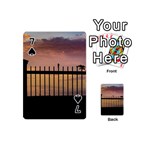 Small Bird Over Fence Backlight Sunset Scene Playing Cards 54 (Mini)  Front - Spade7