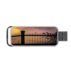 Small Bird Over Fence Backlight Sunset Scene Portable Usb Flash (one Side) by dflcprints