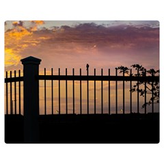 Small Bird Over Fence Backlight Sunset Scene Double Sided Flano Blanket (medium)  by dflcprints