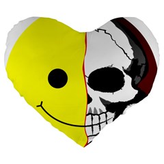 Skull Behind Your Smile Large 19  Premium Flano Heart Shape Cushions by BangZart