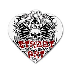 Tattoo Tribal Street Art Dog Tag Heart (two Sides)