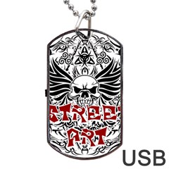 Tattoo Tribal Street Art Dog Tag Usb Flash (two Sides) by Valentinaart